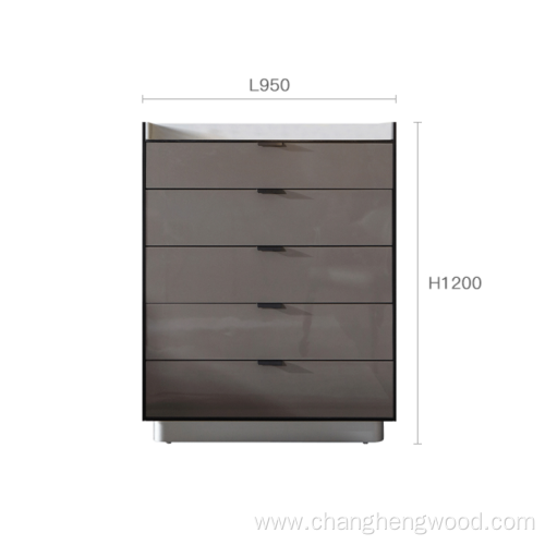 Luxury modern MDF or PB 5 drawer cabinet